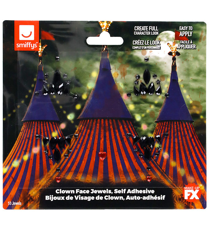 Smiffys Diamantklistermærker Til Ansigtet - 53 Stk. - Clown Face