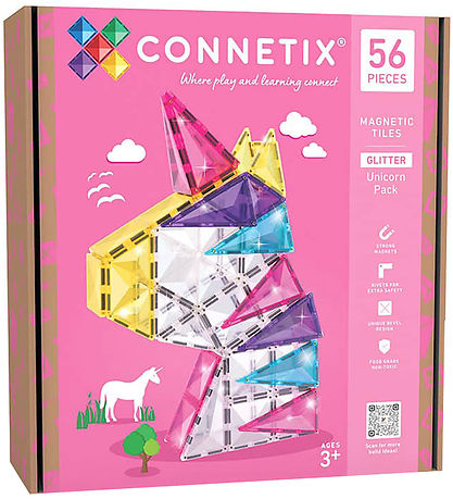 Connetix Magnetsæt - 56 Dele - Glitter Unicorn Pack