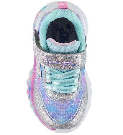 Skechers Sko m. Lys - Heart Lights - Silver/ Multi