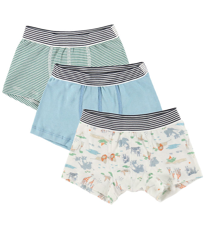 Petit Bateau Boxershorts - 3-pak - Hvid/Grøn/Blå