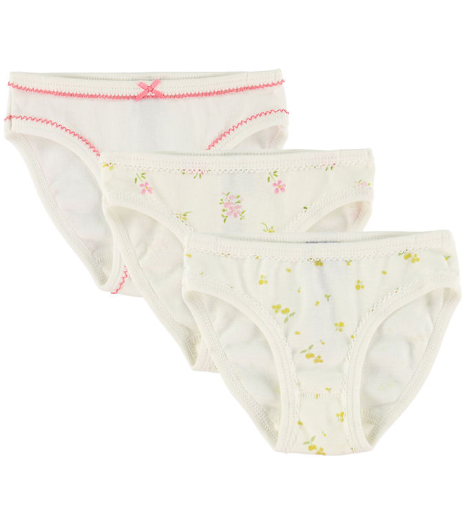 Petit Bateau Trusser - 3-pak - Hvid m. Blomster