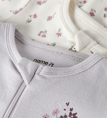 Name It Natdragt - Noos - 2-pak - NbfNightsuit - Jet stream/Lila