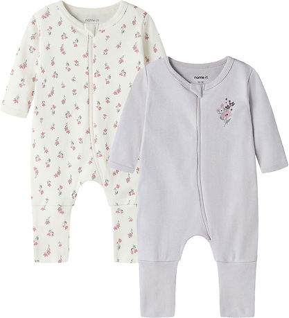 Name It Natdragt - Noos - 2-pak - NbfNightsuit - Jet stream/Lila
