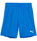 Puma Sportsshorts - TeamGOAL - Electric Blue Lemonade m. Hvid
