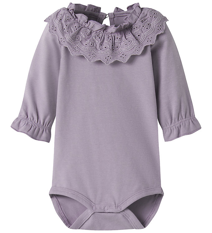 Name It Body l/æ - NbfTroja - Lavender Gray m. Flæser