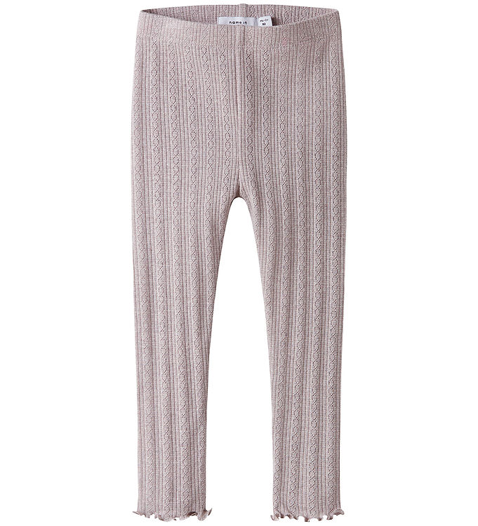 Name It Leggings - Rib/Hulmønster - NmfBlitta - Lilac Marble/Mel