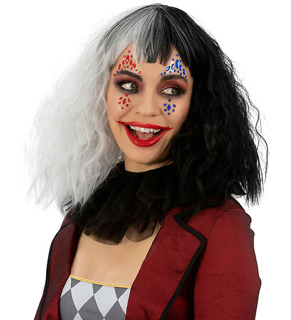 Smiffys Ansigtssmykker - Jester Face - Rød/Blå