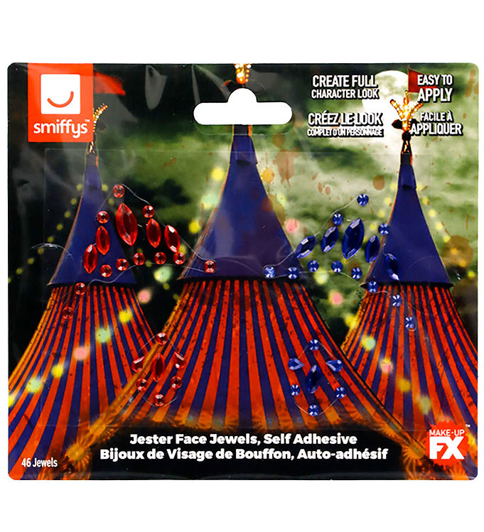 Smiffys Diamantklistermærker Til Ansigtet - 46 Stk. - Jester Fac