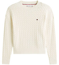 Tommy Hilfiger Bluse - Strik - Cable - Ivory SilkWhite