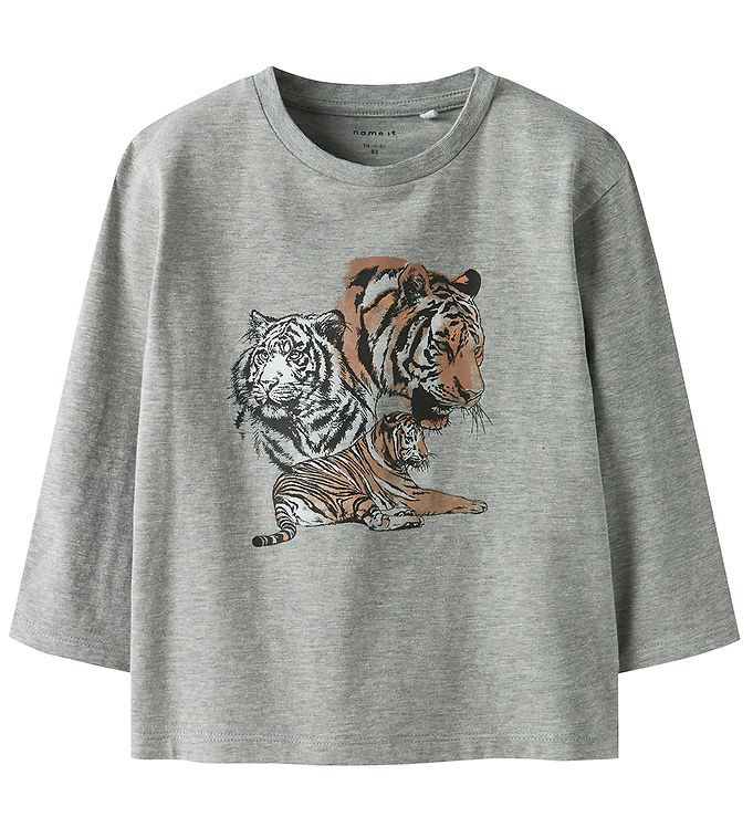 Name It Bluse - NmmThornton - Grey Melange m. Print