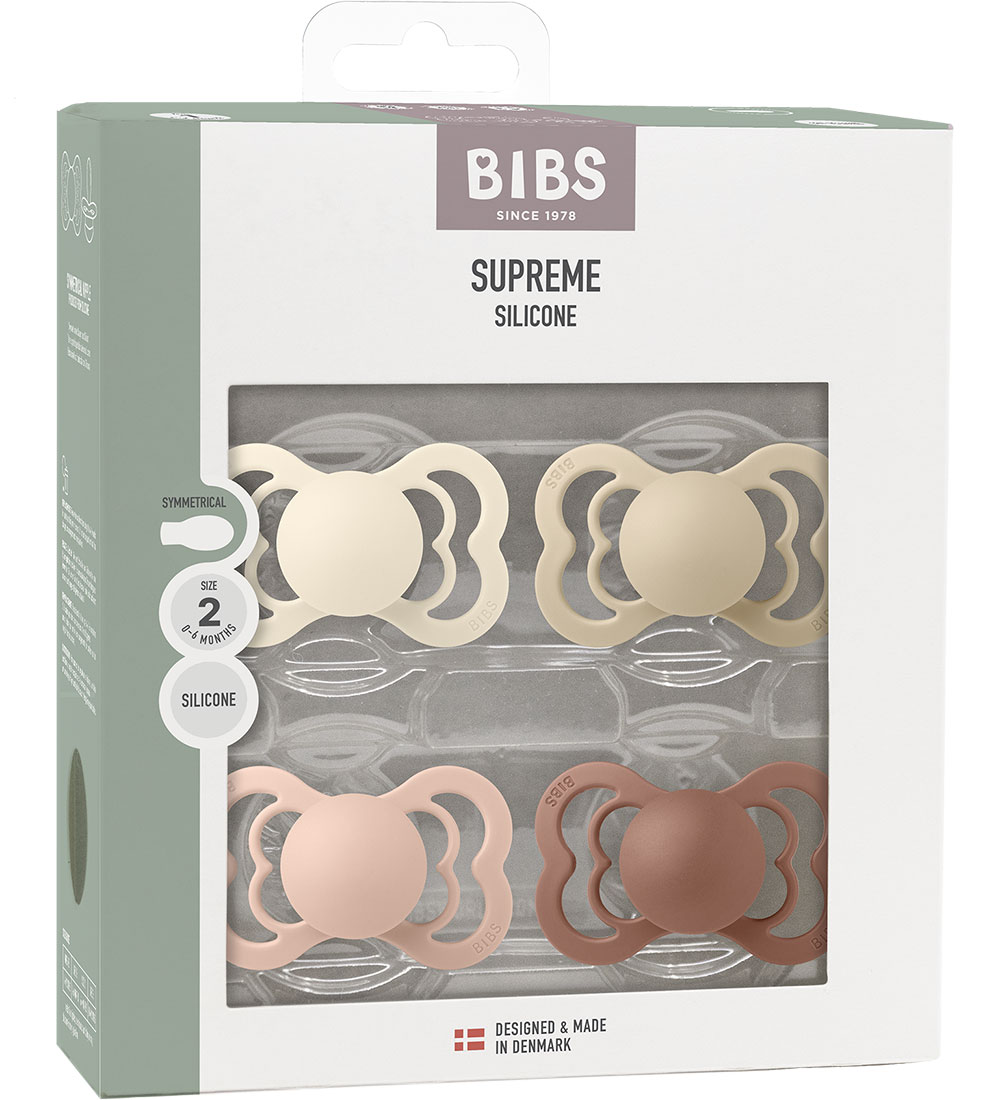 BIBS Supreme+ Schnuller - Gr. 2 - 4er-Pack - Symmetrisch - Blush - BIBS - 6-18 mt - Schnuller