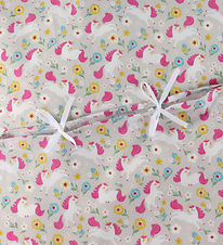 Nørgaard Madsen Sengetøj - Baby - Beige m. Enhjørninger Og Pink 