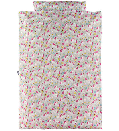 Nørgaard Madsen Sengetøj - Baby - Beige m. Enhjørninger Og Pink 