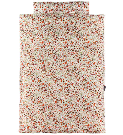 Nørgaard Madsen Sengetøj - Baby - Beige m. Røde Og Brune Blomste