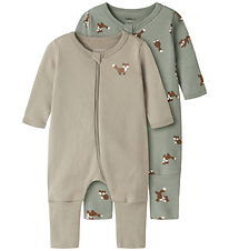 Name It Natdragt - Noos - NbmNightsuit - 2-pak - Shadow/W/Alumin