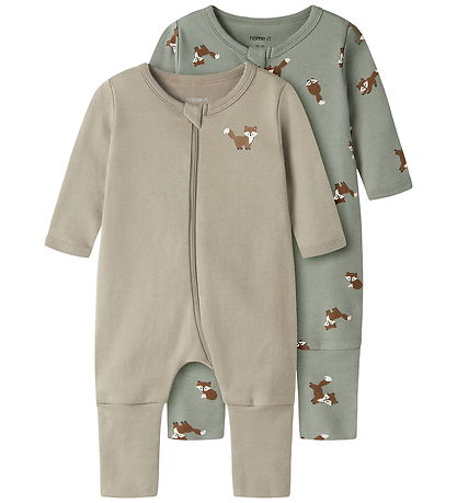 Name It Natdragt - Noos - NbmNightsuit - 2-pak - Shadow/W/Alumin