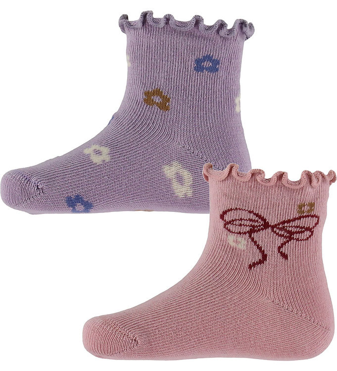 Name It Strømper - NbfTillie - 2-pak - Lavender Grey/Dawn Pink