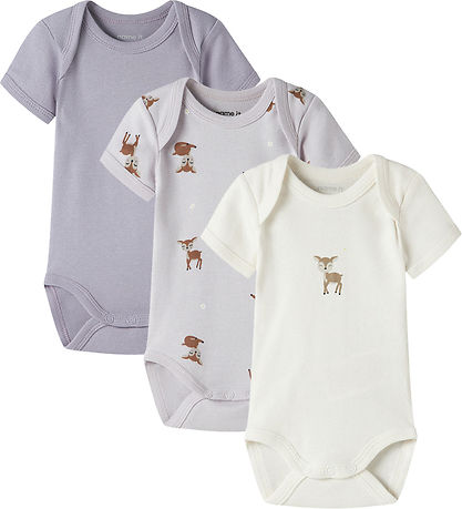 Name It Bodyer k/æ - Noos - NbfBody - 3-pak - Lilac Marble/W/Jet