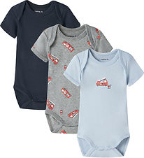 Name It Bodyer k/æ - Noos - NbfBody - 3-pak - Grey Melange/W/Cas