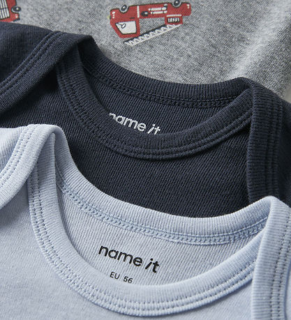 Name It Bodyer k/æ - Noos - NbfBody - 3-pak - Grey Melange/W/Cas