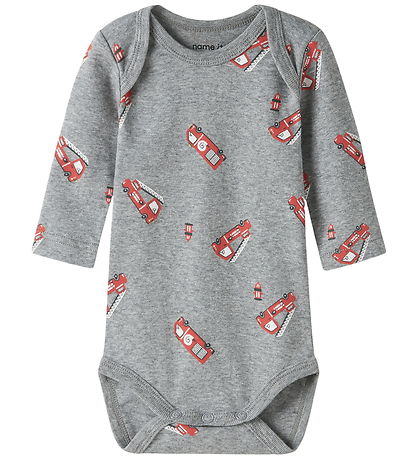 Name It Bodyer l/æ - Noos - NbmBody - 3-pak - Grey Melange/W/Cas