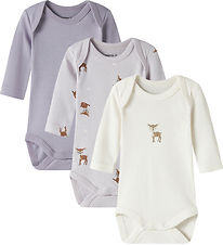 Name It Bodyer l/æ - Noos - NbfBody - 3-pak - Lilac Marble/W/Jet