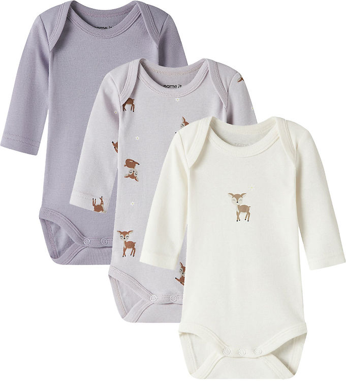 Name It Bodyer l/æ - Noos - NbfBody - 3-pak - Lilac Marble/W/Jet
