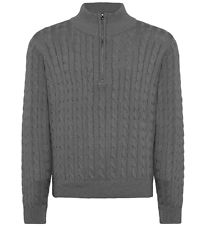 Grunt Bluse m. Lynlås - Strik - Noos - GrTerrase - Grey Melange