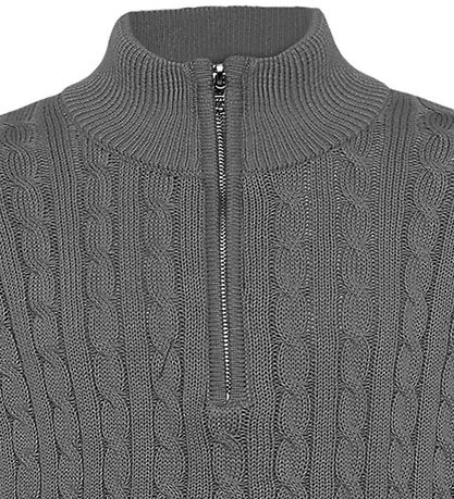 Grunt Bluse m. Lynlås - Strik - Noos - GrTerrase - Grey Melange