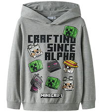 Name It Hættetrøje - NkmJet - Minecraft - Grey Melange