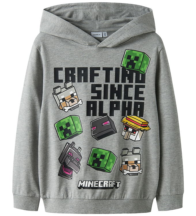 Name It Hættetrøje - NkmJet - Minecraft - Grey Melange