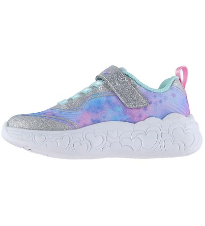 Skechers Sko - Heart Lights - Silver/Multi