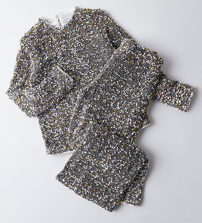 Name It Bukser - NkfPrunica - Granite Grey m. Palietter