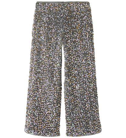 Name It Bukser - NkfPrunica - Granite Grey m. Palietter