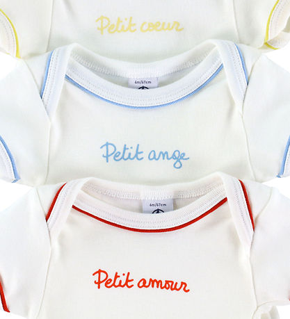 Petit Bateau Bodyer k/æ - 3-pak - Hvid m. Print