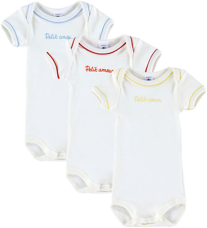 Petit Bateau Bodyer k/æ - 3-pak - Hvid m. Print