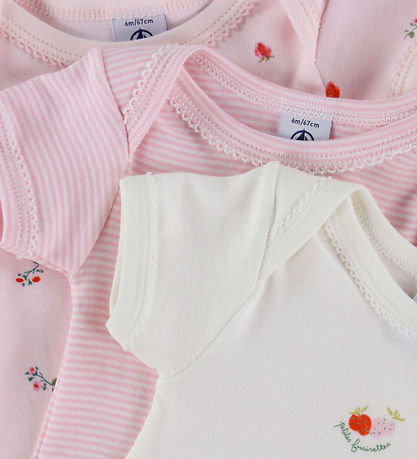 Petit Bateau Body k/æ - 3-pak - Hvid/Rosa