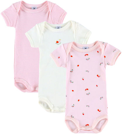 Petit Bateau Body k/æ - 3-pak - Hvid/Rosa