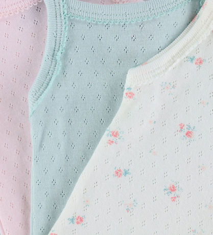 Petit Bateau Body u/æ - Pointelle - 3-pak - Rosa/Hvid/Grøn