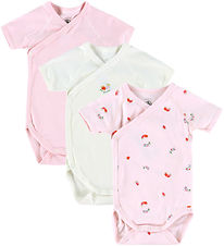 Petit Bateau Slå-om Body k/æ - 3-pak - Hvid/Rosa