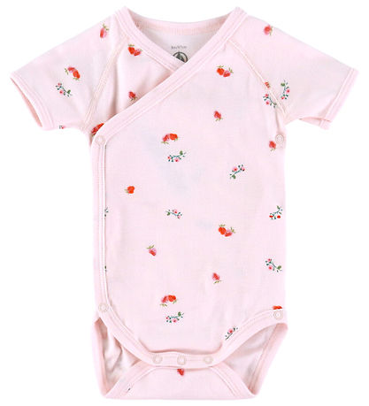 Petit Bateau Slå-om Body k/æ - 3-pak - Hvid/Rosa