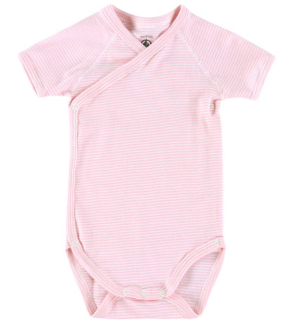Petit Bateau Slå-om Body k/æ - 3-pak - Hvid/Rosa