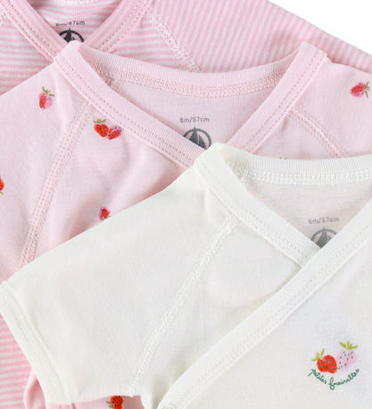 Petit Bateau Slå-om Body k/æ - 3-pak - Hvid/Rosa