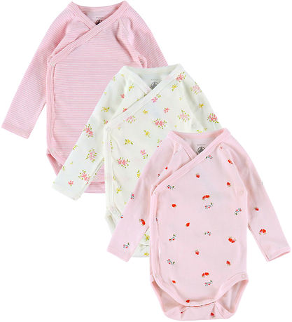 Petit Bateau Slå-om Body l/æ - 5-pak - Hvid/Rosa