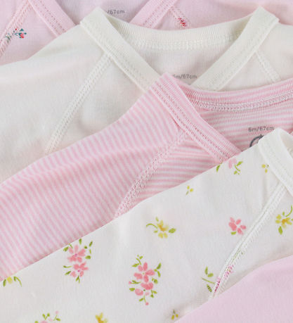 Petit Bateau Slå-om Body l/æ - 5-pak - Hvid/Rosa