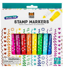Tiger Tribe Tuscher m. Stempler - 8 stk - Dual-tip Stamp Markers