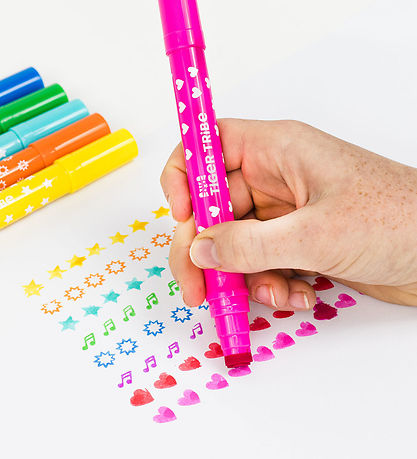 Tiger Tribe Tuscher m. Stempler - 8 stk - Dual-tip Stamp Markers