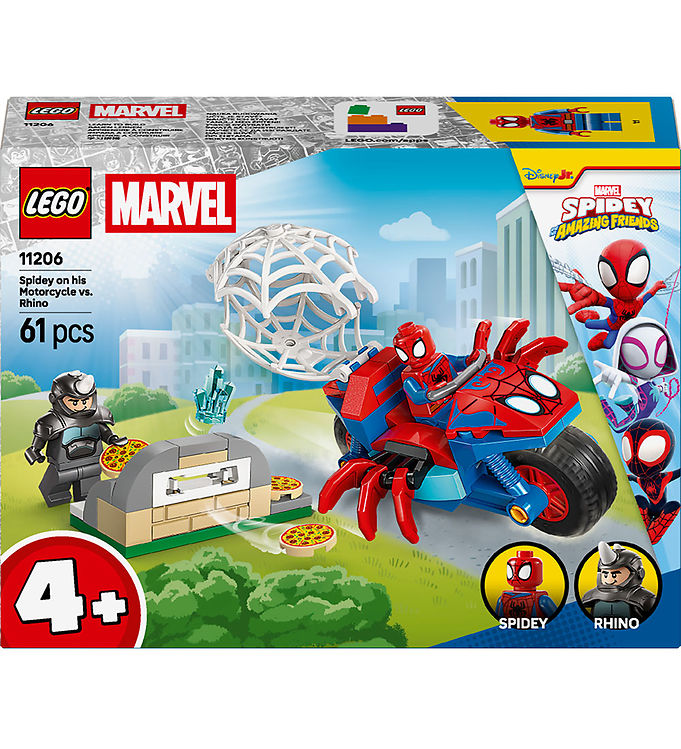 LEGO® Marvel - Spidey På Sin Motorcykel Mod Rhino 11206 - 61 Del