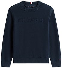 Tommy Hilfiger Bluse - Strik - Monotype Graphic - Dark Night Nav