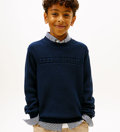 Tommy Hilfiger Bluse - Strik - Monotype Graphic - Dark Night Nav